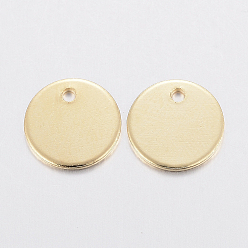 Golden 304 Stainless Steel Charms, Stamping Blank Tag, Flat Round, Golden, 8x0.8mm, Hole: 1.2mm