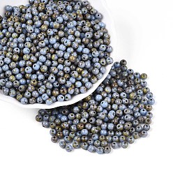 Светлый Стально-синий Краска для выпечки пикассо стеклянные бусины, круглые, светло-стальной синий, 4~4.5 мм, отверстие : 1 мм, Около 4500 шт / фунт