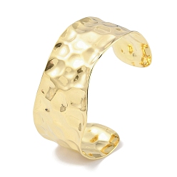 Настоящее золото 18K 304 Текстурированные широко открытые браслеты-манжеты из нержавеющей стали для женщин, реальный 18 k позолоченный, внутренний диаметр: 2-5/8 дюйм (6.6 см), 33.5 мм