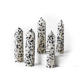 Далматинских Джаспер Башня из натуральной далматинской яшмы, украшение для дома, исцеляющие каменные палочки, Декоры для медитации и терапии Рейки чакры, шестиугольная призма, 50~60 мм