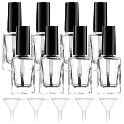 Claro Botella vacía del esmalte de uñas de cristal transparente, con cepillo, tolva de embudo de plástico, Claro, 17 unidades / caja