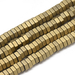 Светло-Золотое Покрытие Гальванизировать немагнитных синтетический гематит бисер пряди, матовый стиль, шестиугольник, свет позолоченные, 6x5x2 мм, отверстие : 2 мм, около 182 шт / нитка, 16.1 дюйм