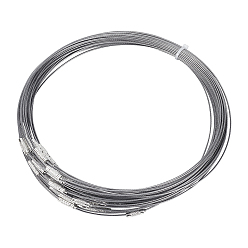 Шифер Серый 50шт 201 шнур для ожерелья из нержавеющей стали, с латунной застежкой винт, шифер серый, 17.5 дюйм (444.5 мм), 1 мм, застежка : 12x4 mm