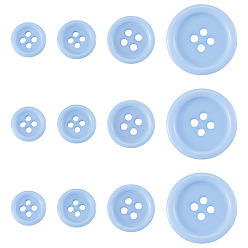 Cornflower Blue 4-Hole Resin Buttons, Flat Round, Cornflower Blue, 11.5~25.5x2.5~3.5mm, Hole: 1.8~2.5mm