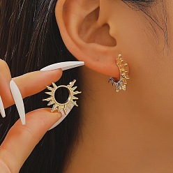 Light Gold 304 серьги-кольца из нержавеющей стали и латуни, солнце, золотой свет, 25 мм