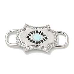 Платина Стойка покрытие латунь микропаве прозрачный и черный кубический цирконий маска для глаз соединительные подвески, долговечный, без свинца и без кадмия, платина, 29.5x14x2.3 мм, отверстие : 3.5x5.5 мм