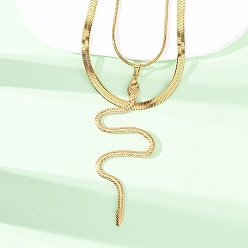 Золотой 304 двухслойные ожерелья из нержавеющей стали в форме змеи для женщин, золотые, 15.94~17.95 дюйм (40.5~45.6 см), 2 шт / комплект