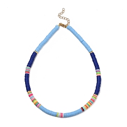 Светло-Голубой Колье из бисера ручной работы из полимерной глины хэйши, с немагнитными синтетическими гематитовыми шариками и 304 заклепками из омара из нержавеющей стали, Небесно-голубой, 16.34 дюйм (41.5 см)