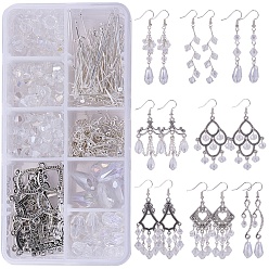Mixed Color DIY Earring Making, with Electroplate Glass Beads, Alloy Chandelier Components, Brass Earring Hooks, Mixed Color