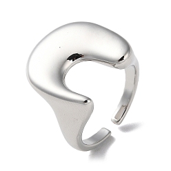 Platinum Rack Plating Brass Arch Open Cuff Rings, Cadmium Free & Lead Free, Platinum, Inner Diameter: 17.4mm