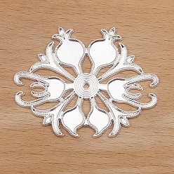 Silver Alloy Bead Enamel Settings, Pomegranate Flower, Silver, 50x40mm