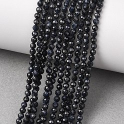 Сапфир Бусины из натурального черного сапфира, граненые, круглые, 3 мм, отверстие : 0.7 мм, около 125 шт / нитка, 15.12'' (38.4 см)