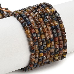 Петерсит Натуральные пиеттеритные бусины, граненый стол, вырезанный куб, 1.5~2.5x1.5~2.5x1.5~2 мм, отверстие : 0.4 мм, около 183~186 шт / нитка, 15.35~15.55'' (39~39.5 см)