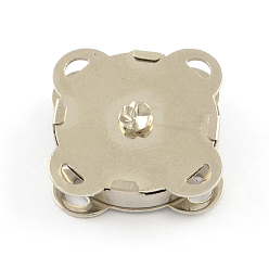 Platinum Iron Purse Snap Clasps, Closure for Purse Handbag, Platinum, 15x15x6.5mm, Hole: 2x1mm