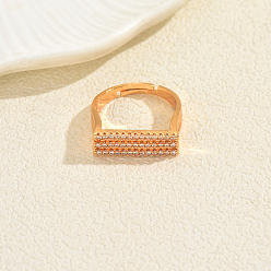 Rectangle Кольца для женщин с микропаве из латуни и кубическими цирконами, золотые, прямоугольные, 7 мм, внутренний диаметр: 16мм~18мм