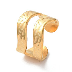 Golden Ion Plating(IP) 304 Stainless Steel Hollow Wave Open Cuff Rings, Golden, Inner Diameter: 19mm