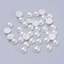 Кремово-белый Полукруглый куполом имитировали жемчужные акриловые кабошоны, кремово-белые, 4x2 мм