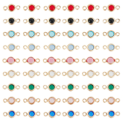 (52) Непрозрачная лаванда 54шт. 9 цвета латунные стразы соединительные подвески, плоские круглые одиночные каменные звенья, золотой свет, разноцветные, 10x5x2 мм, отверстие : 1.5 мм, 6 шт / цвет