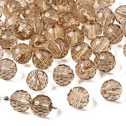 Цвет Древесины К 9 стекло, имитация Австрийские кристаллические шарики, класс AAA, граненый (96 граней), круглые, деревесиные, 8 мм, отверстие : 0.9~1 мм