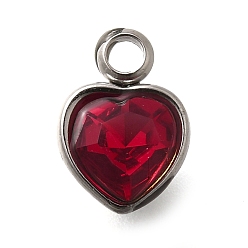 Сиамский 304 из нержавеющей стали с горный хрусталь подвески, сердце, Сиам, 9.5x6.5x4.5 мм, отверстие : 1.6 мм