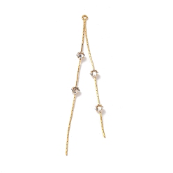 Настоящее золото 18K Большие подвески из латуни с микропейвом и прозрачным фианитом, ромбовидная кисточка, реальный 18 k позолоченный, 91x7x4 мм, отверстие : 1.8 мм