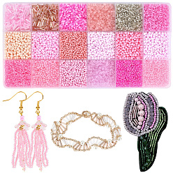 Pink DIY Findings Kits, including Glass & Acrylic Beads, Pink, D: 1.5~6x1.5~3mm, Hole: 0.5~1mm