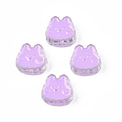 Фиолетовый Прозрачные акриловые бусины, с эмалью, кролик, фиолетовые, 18x19x8 мм, отверстие : 3 мм