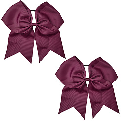 Темно-Красный 2 резинки для волос, шт., с бантом из полиэстера, резинки для волос для женщин и девочек, темно-красный, внутренний диаметр: 45.5 мм