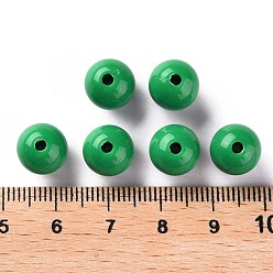 Green Opaque Acrylic Beads, Round, Green, 10x9mm, Hole: 2mm, about 940pcs/500g