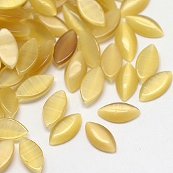 Светло-хаки Кабошоны кошачьего глаза, лошадиный глаз , светлый хаки, 8x4x2 мм