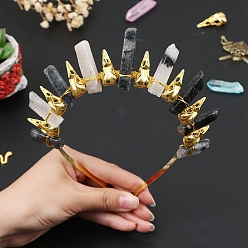 Rutilated Кварц Резинки для волос из натурального рутилированного кварца, аксессуары для волос для женщин и девочек, 185x155x15 мм