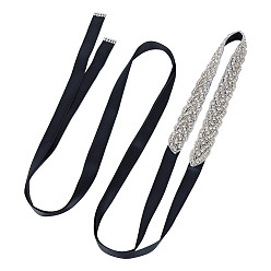 Noir Ceinture de mariée pour robe de mariée, avec perles en verre strass et ruban, noir, 106-3/4 pouce (271 cm)