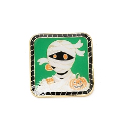 Средний Морско-зеленый Эмалевые булавки для мумии, булавки для лацканов из сплава для одежды рюкзака, квадратный, средний морской зеленый, 27x26.5 мм