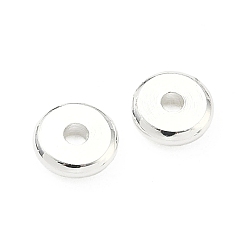 Посеребрённый Spacer бисер латунные, плоско-круглые, долговечный, без свинца и без кадмия, стойки покрытие, 925 серебро покрытием, 6x1.5 мм, отверстие : 1.5 мм