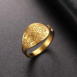 Золотой Регулируемые кольца из нержавеющей стали в форме цветка, украшения для унисекс, золотые, 12.1 мм, внутренний диаметр: регулируемый