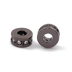 Черный Цвет Металла Латунные микро проложить кубического циркония бусы, колонка, без свинца и без кадмия, металлический черный , 7x3.5 мм, отверстие : 3 мм