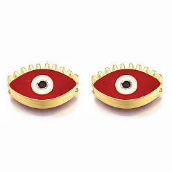Темно-Красный Стойки обшивки сплава эмали подвески, золотой свет, без кадмия, без никеля и без свинца, лошадиный глаз , темно-красный, 12x18.5x4.5 мм, отверстие : 2 мм