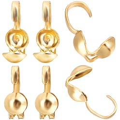 Настоящее золото 24K 200шт 304 наконечники бортов из нержавеющей стали, Калотте заканчивается, крышка раскладушки, реальный 24 k позолоченный, 9x3.8x4 мм, внутренний диаметр: 3.5 мм