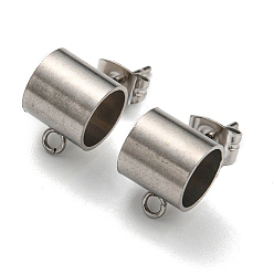 Нержавеющая Сталь Цвет Не тускнеет 201 фурнитура для сережек-гвоздиков из нержавеющей стали, со штифтом из нержавеющей стали, горизонтальными петлями и фрикционными гайками с ушками., колонка труба, цвет нержавеющей стали, 304 мм, отверстие : 10.8x8x8 мм, внутренний диаметр: 1.6 мм, штифты : 6.8 мм