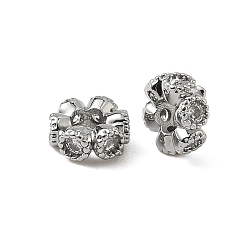 Платина Латунные микро проложить кубического циркония бусы, круглые, платина, 6x2.5 мм, отверстие : 2.5 мм