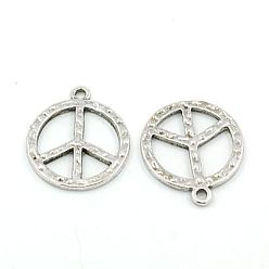 Античное Серебро Кованые подвески из сплава в тибетском стиле со знаком мира, без кадмия, без никеля и без свинца, античное серебро, 23x2 мм, отверстие : 2 мм