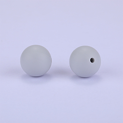 WhiteSmoke Round Silicone Focal Beads, Chewing Beads For Teethers, DIY Nursing Necklaces Making, WhiteSmoke, 15mm, Hole: 2mm