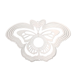 Бабочка 201 нержавеющая сталь 3 вращающийся подвесной ветряной спиннер, для украшения сада внутри и снаружи помещения, не тускнеет, цвет нержавеющей стали, бабочка, 104x151x0.3 мм, отверстие : 3 мм