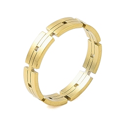 Real 18K Gold Plated 304 Stainless Steel Chain Shape Finger Ring for Women Men, Real 18K Gold Plated, 4mm, US Size 7 3/4(17.9mm)