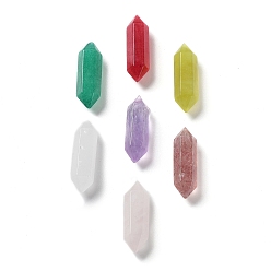 Mixed Stone Natural Mixed Gemstone Double Terminated Points No Hole, Faceted, Mixed Dyed and Undyed, 16x5x4.5mm