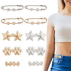 Платиновый & Золотой 20 шт. 10 стили булавки для килта из сплава и регулируемые пуговицы для джинсов, разнообразные, платиной и золотом, 17~16.5x13~38x4.5~14.5 мм, 2 шт / стиль