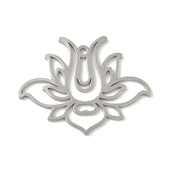 Нержавеющая Сталь Цвет 304 подвески из нержавеющей стали, очарование лотоса, лазерная резка, анти-тускнение, цвет нержавеющей стали, 30x39x1.5 мм, отверстие : 2 мм
