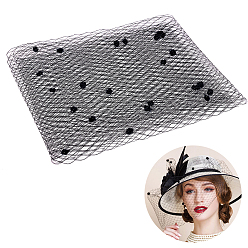 Черный Сетка для фаты из полиэстера в виде птичьей клетки с шенильными точками, сетчатая тюлевая ткань для вуалей своими руками, румян, чародеев, чёрные, 17-3/4 дюйм (450 мм)