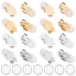 (52) Непрозрачная лаванда 24 шт. 4 стиль 304 плоские круглые клипсы из нержавеющей стали, с круглой плоской подушечкой 48шт., золотые и нержавеющая сталь цвет, 16~18x10x7 мм, лоток : 9.8 мм, 12 шт / стиль