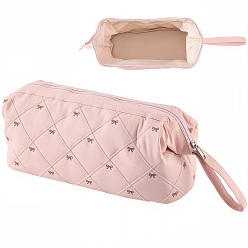 Pink Cotton Cloth Hair Dryer Storage Zipper Bags, Rectangle with Bowknot, Pink, 40x17x17cm